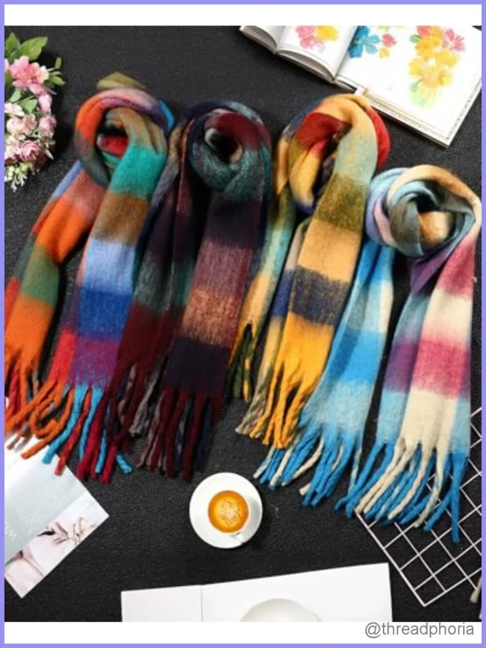 4-Pack Oversized Flannel Plaid Scarf Wrap Shawl Blanket Long Thick Winter Warm
